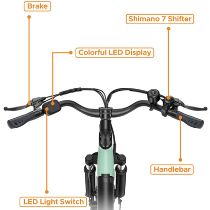 HillMiles MileCity1 250W 26" Electric Trekking Bike 468Wh City E-bike 36V 13Ah Battery