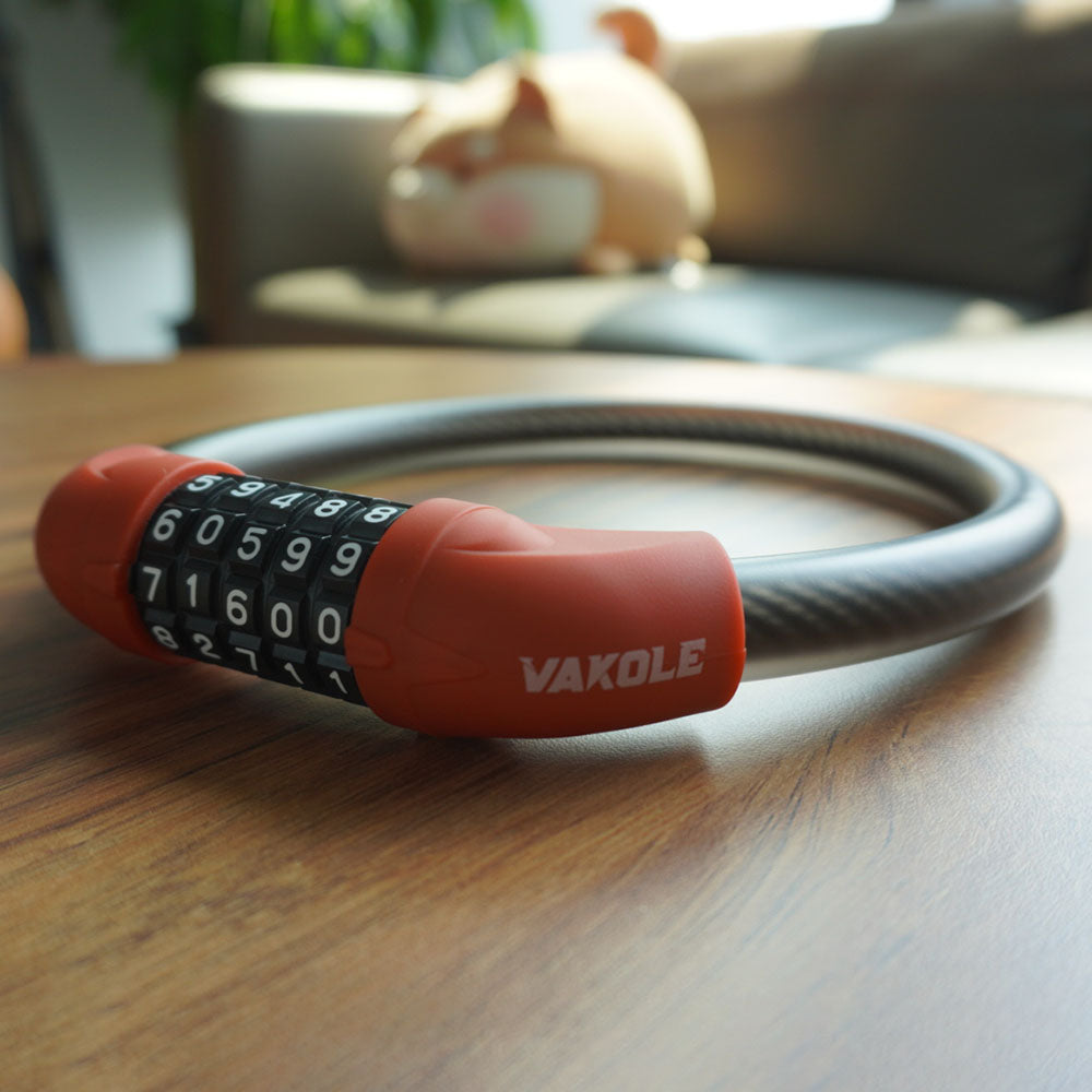 Vakole Bike Lock Steel Five-digit Code Anti-theft 1.72CM Bold Cable Password Lock - [Pre-Order]