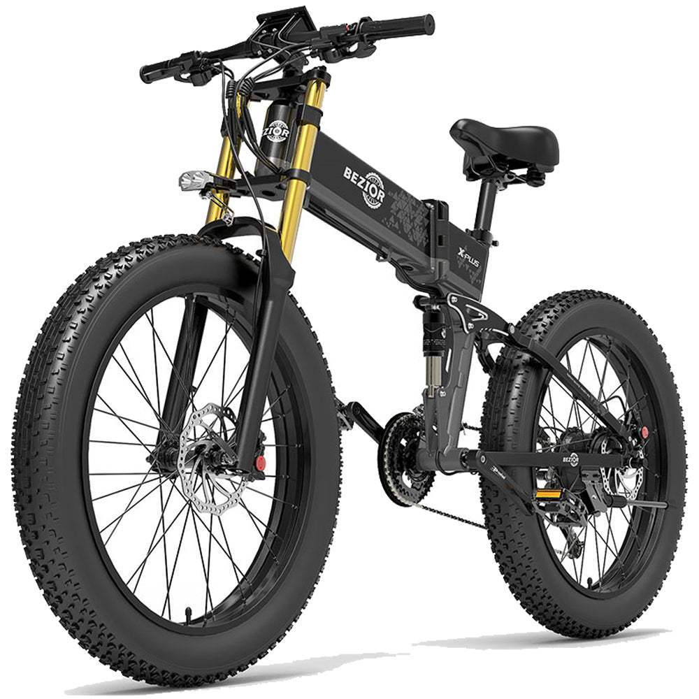 Bezior X Plus 1500W 26" Fat Bike Foldable E-Mountain Bike 17.5Ah 30km/h 130km - Buybestgear