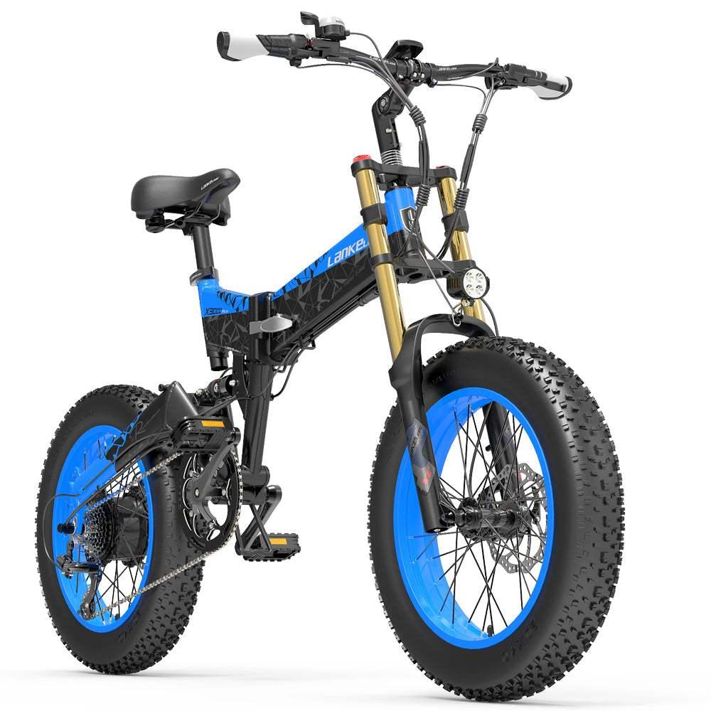 Lankeleisi X3000 Plus 1000W 20" Fat Bike Dual Crown Fork 17.5Ah Foldable E Mountain Bike EMTB - Buybestgear