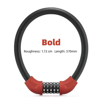 Vakole Bike Lock Steel Five-digit Code Anti-theft 1.72CM Bold Cable Password Lock - [Pre-Order]